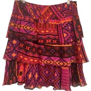 Multicoloured Chiffon Layered Ruffle Skirt